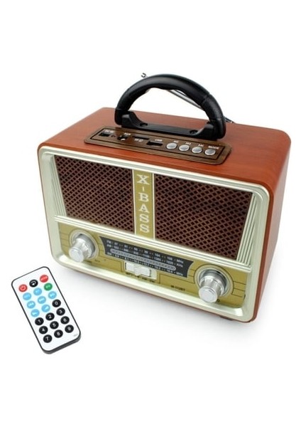 M-112BT Nostaljik Ahşap Retro Radyo Bluetooth Fm-Sd-Aux-Us