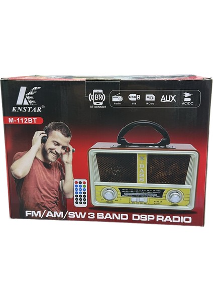 M-112BT Nostaljik Ahşap Retro Radyo Bluetooth Fm-Sd-Aux-Us