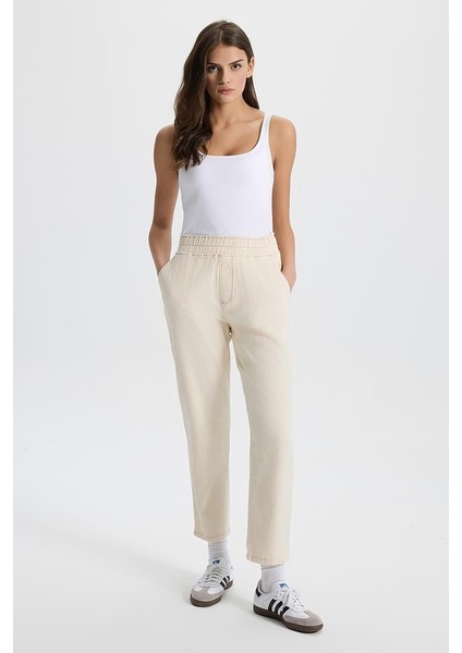 Kadın Marla Naturel Renkli Yüksek Bel Slouchy Jogger Pantolon