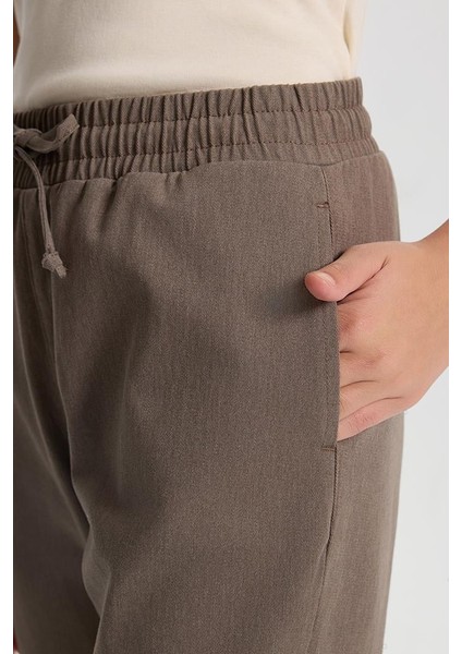 Kadın Alian Vizon Beli Lastikli Formal Yumuşak Dokulu Pantolon
