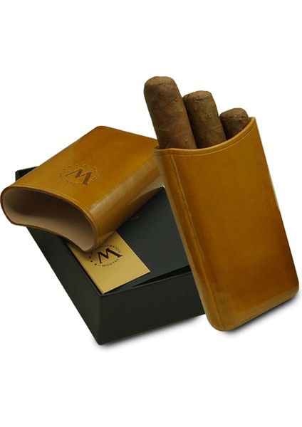 Gerçek Deri El Yapımı Puro Kılıfı Üçlü (52 Ring) Munich fırsatları