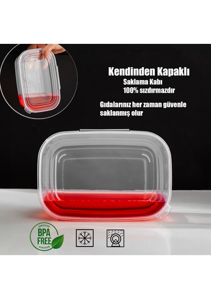 1072 20'li Buzdolabı Buzluk Düzenleyici Saklama Kabı Kendinden Kapaklı Derin Dondurucu Saklama Kabı 1 Lt Şeffaf