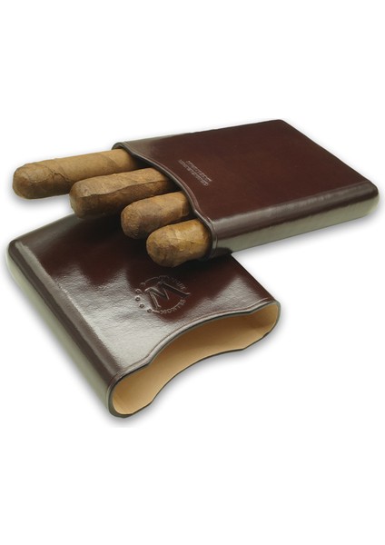 Gerçek Deri El Yapımı Puro Kılıfı Dörtlü (55 Ring) Viena fiyatları