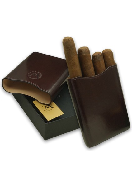 Gerçek Deri El Yapımı Puro Kılıfı Dörtlü (55 Ring) Viena fırsatları