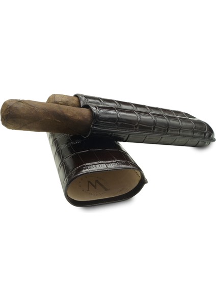 Gerçek Deri El Yapımı Puro Kılıfı Ikili (60 Ring) Croco Tabaco fiyatları