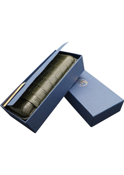 Gerçek Deri El Yapımı Puro Kılıfı Ikili (60 Ring) Croco Bosque modelleri