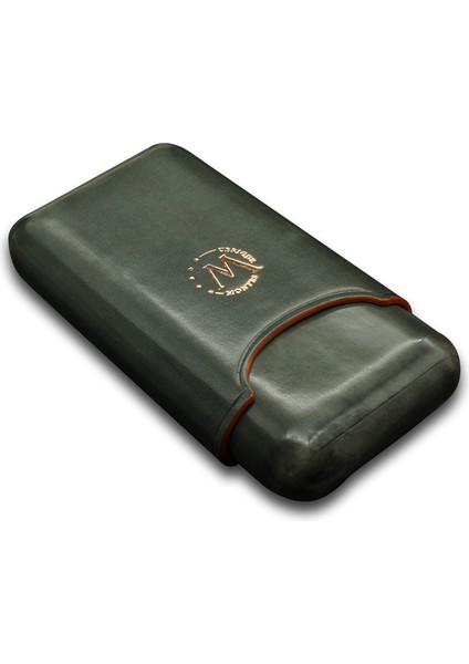 Gerçek Deri El Yapımı Puro Kılıfı Üçlü (52 Ring) Shadow