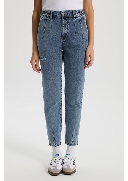 Kadın Norah Dark Blue Beli Lastikli Yırtıklı Jean Pantolon fiyatları
