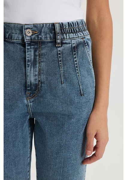Kadın Norah Dark Blue Beli Lastikli Yırtıklı Jean Pantolon modelleri