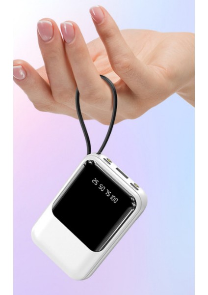 Qc-02 10.000MAH Güç Bankası 3 Girişli 4 Kablo Girişi Usb,micro,type-C,lighting Fenerli modelleri