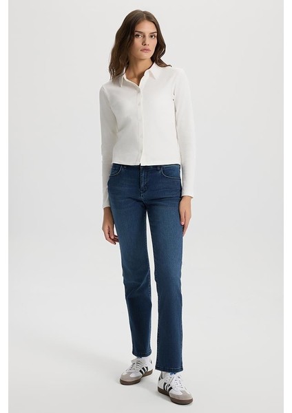 Kadın Gabriel Blue Black Straight Fit Jean Pantolon (Lyocell)™