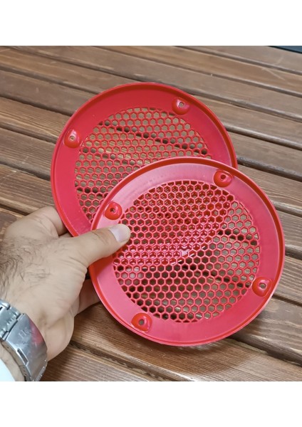 13CM Hoparlör ve Midrange Koruma Kapağı Kırmızı Plastik 1takım (2ADET)