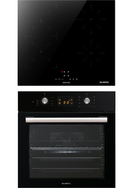 2'li Siyah İndüksiyonlu Ankastre Set (Fırın-Ocak)