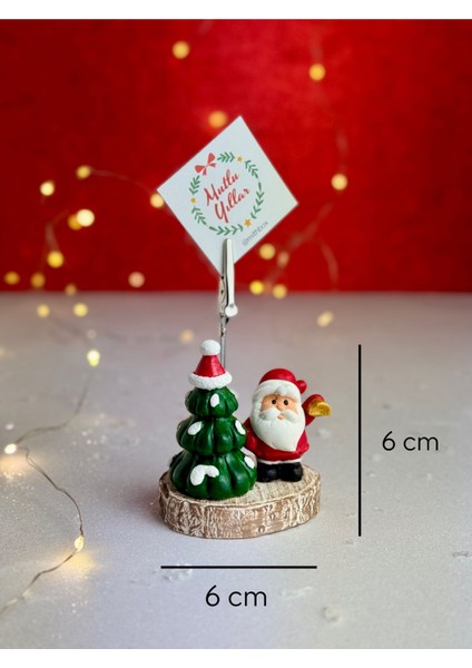 Yılbaşı Noel Baba ve Çam Ağacı Tasarımlı Sevimli Not Fotoğraf Tutacağı Yeni Yıl Dekoru