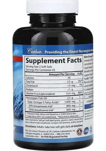 Wild Norwegian Elite Omega-3 Gems Natural Lemon 1,600 Mg 90 Soft Gels