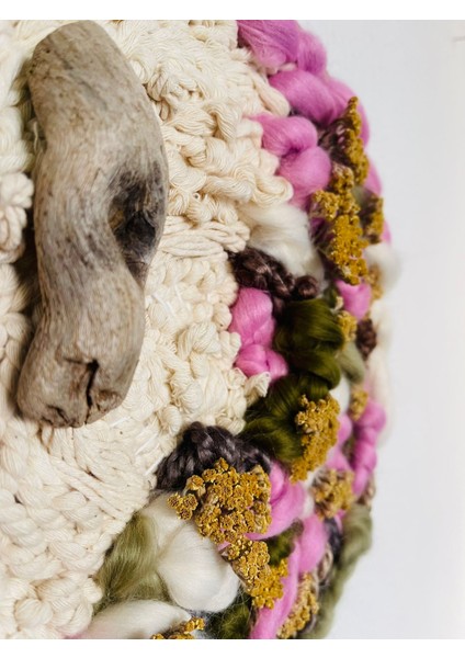 Civanperçemi Yün Keçe Makrome Yuvarlak Dekoratif Salon Duvar Süsü fiyatları