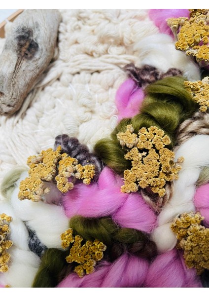 Civanperçemi Yün Keçe Makrome Yuvarlak Dekoratif Salon Duvar Süsü fırsatları