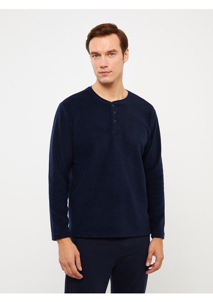 Lc Waıkıkı Bisiklet Yaka Uzun Kollu Polar Erkek Pijama Üst