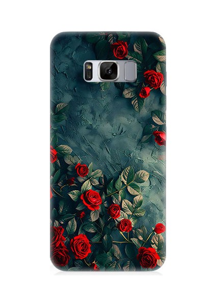 Samsung Galaxy S8 Edge Uyumlu Kırmızı Güller Desenli Silikon Kılıf