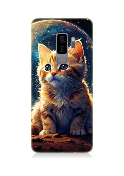 Samsung Galaxy S9 Plus Uyumlu Uzayda Kedi Desenli Silikon Kılıf