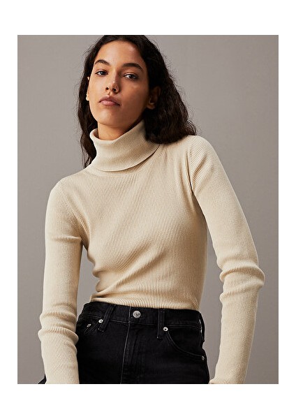 Woven Label Roll Neck Sweater indirimleri