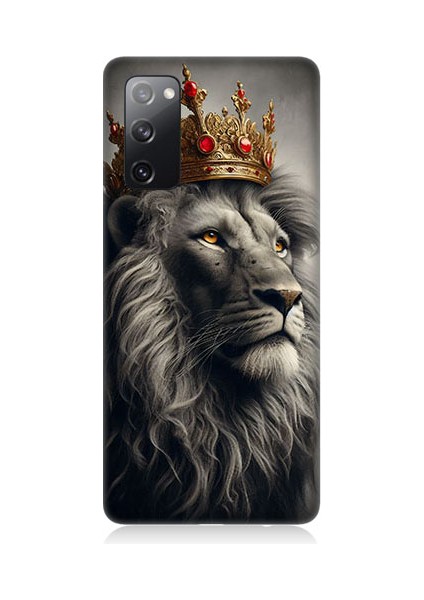 Samsung Galaxy S20 Fe Uyumlu Taçlı Aslan 3 Desenli Silikon Kılıf