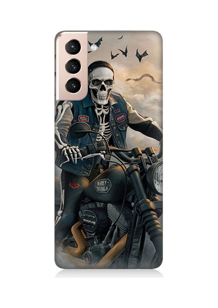 Samsung Galaxy S21 Uyumlu Iskelet Motosiklet Desenli Silikon Kılıf