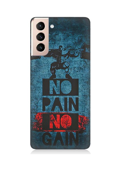 Samsung Galaxy S21 Plus Uyumlu No Pain, No Gain Desenli Silikon Kılıf