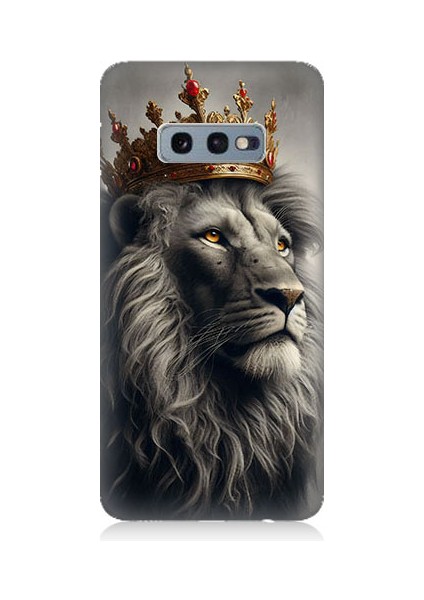 Samsung Galaxy S10E Uyumlu Taçlı Aslan 3 Desenli Silikon Kılıf
