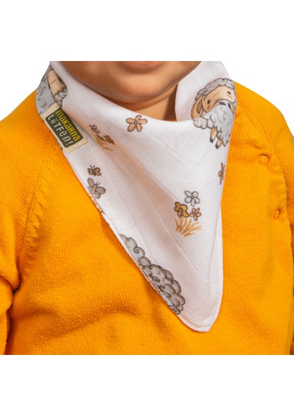Çift Katlı Iki Çıtçıtlı Sarı Renkli Müslin Kumaş Bebek Fular Salya Önlük (2 Adet)