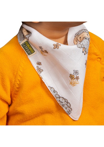 Çift Katlı Iki Çıtçıtlı Sarı Renkli Müslin Kumaş Bebek Fular Salya Önlük (2 Adet)
