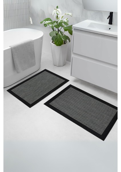 Patio Bordürlü 2’Li Banyo Paspas Seti Yıkanabilir Kaymaz Taban Banyo Paspas Takımı Sisal 40x60–60x90