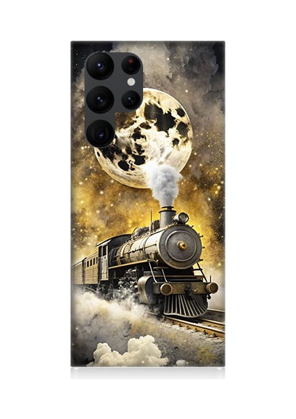 Samsung Galaxy S22 Ultra Uyumlu Buharlı Tren Desenli Silikon Kılıf
