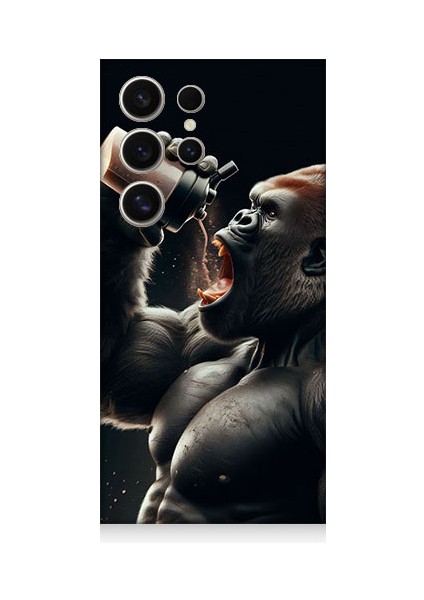 Samsung Galaxy S24 Ultra Uyumlu Içecek Goril Desenli Silikon Kılıf