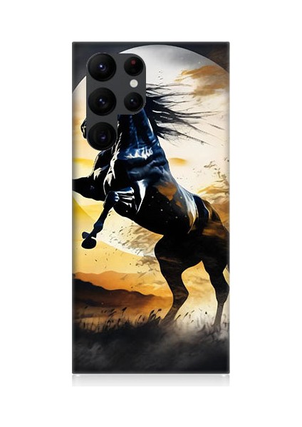 Samsung Galaxy S22 Ultra Uyumlu Şaha Kalkmış At Desenli Silikon Kılıf