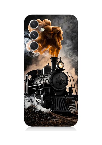 Samsung Galaxy S24 Plus Uyumlu Kara Tren Desenli Silikon Kılıf