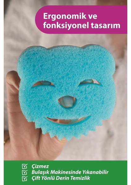 Softtex Scrubber Sponge Bulaşık Süngeri Çift Taraflı Çizmez Uzun Kullanım Ömürlü