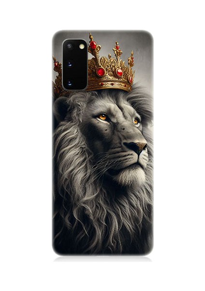 Samsung Galaxy S20 Plus Uyumlu Taçlı Aslan 3 Desenli Silikon Kılıf