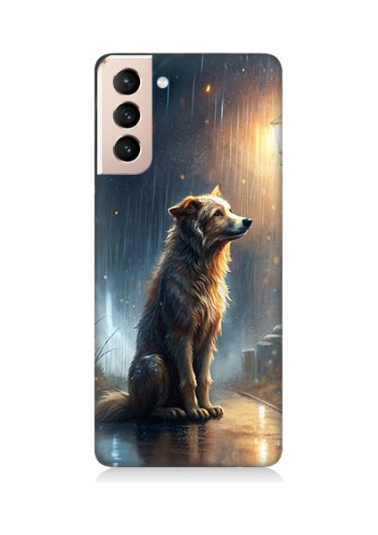 Samsung Galaxy S21 Plus Uyumlu Yağmurlu Sokak Desenli Silikon Kılıf