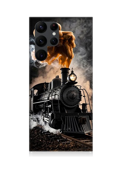 Samsung Galaxy S22 Ultra Uyumlu Kara Tren Desenli Silikon Kılıf
