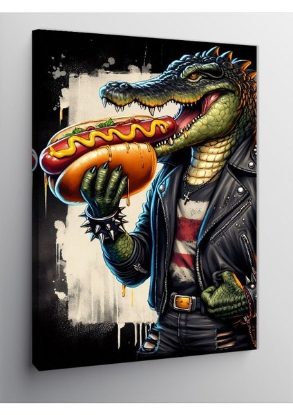 Kanvas Tablo Dev Hotdog ve Timsah