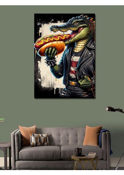 Kanvas Tablo Dev Hotdog ve Timsah modelleri