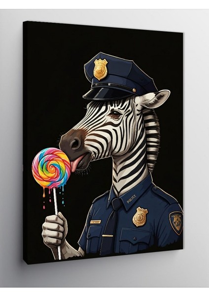 Kanvas Tablo Lolipoplu Polis Zebra