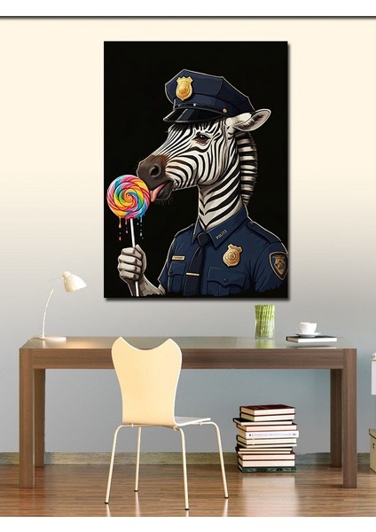 Kanvas Tablo Lolipoplu Polis Zebra