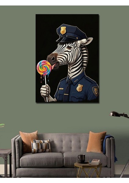 Kanvas Tablo Lolipoplu Polis Zebra