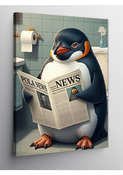 Kanvas Tablo Gazete Okuyan Penguen