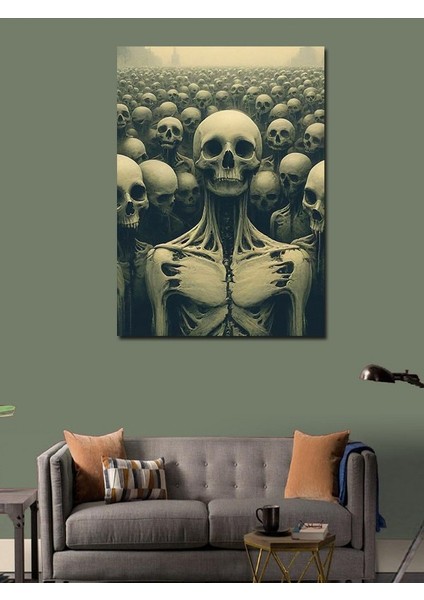 Kanvas Tablo Kafatası Kalabalığı Sanatı modelleri
