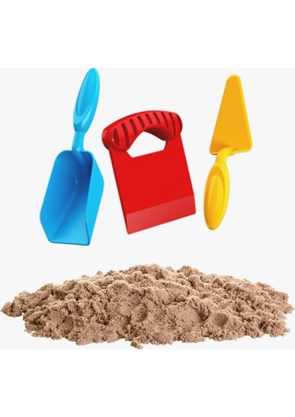 Aksesuarlı Kinetik Oyun Kumu 1000 gr - Kahverengi - ( 3 Parça Aksesuar Hediyeli )