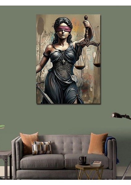 Kanvas Tablo Adalet Terazisi ve Kadın modelleri