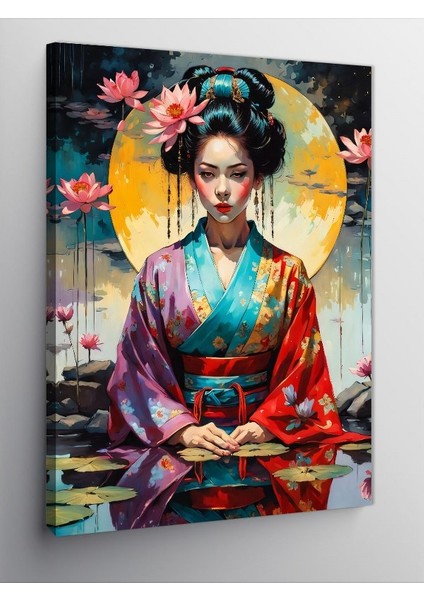 Kanvas Tablo Geleneksel Kimono Içindeki Kadın